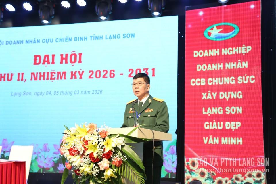 Lãnh đạo Hội Doanh nhân CCB tỉnh nhiệm kỳ 2026 - 2031 phát biểu tại đại hội