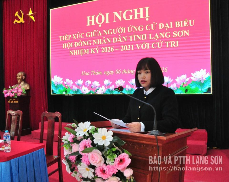 Bà Bế Thị Thanh Huyền, Phó Trưởng phòng Khoa giáo – Văn hóa – Văn nghệ, Ban Tuyên giáo và Dân vận Tỉnh ủy trình bày chương trình hành động