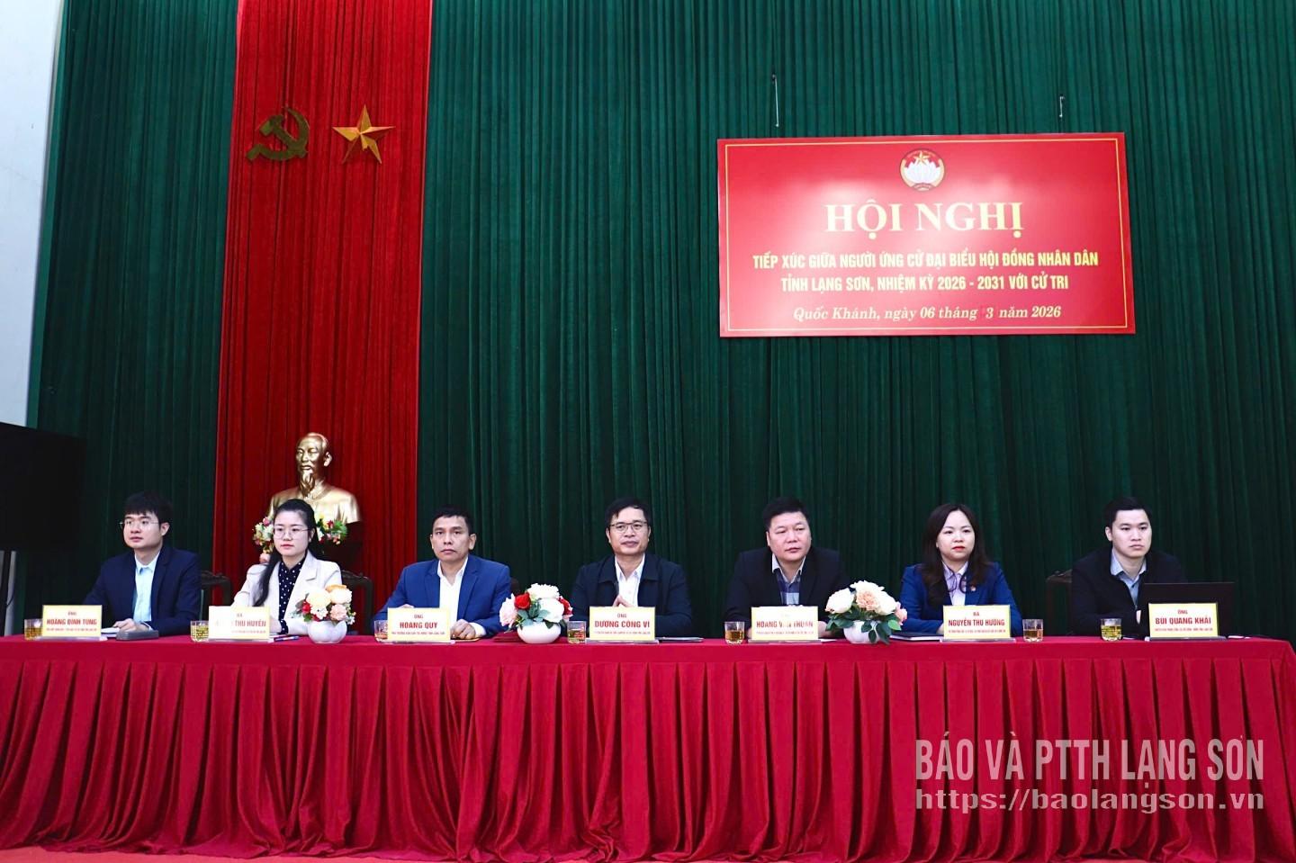 Các ứng cử viên đại biểu HĐND tỉnh nhiệm kỳ 2026-2031 thuộc đơn vị bầu cử số 7 tiếp xúc cử tri tại xã Quốc Khánh