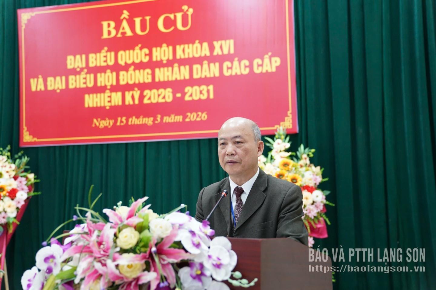 Tổ trưởng Tổ bầu cử khu vực số 6, khối Đại Thắng, phường Lương Văn Tri phát biểu khai mạc bầu cử