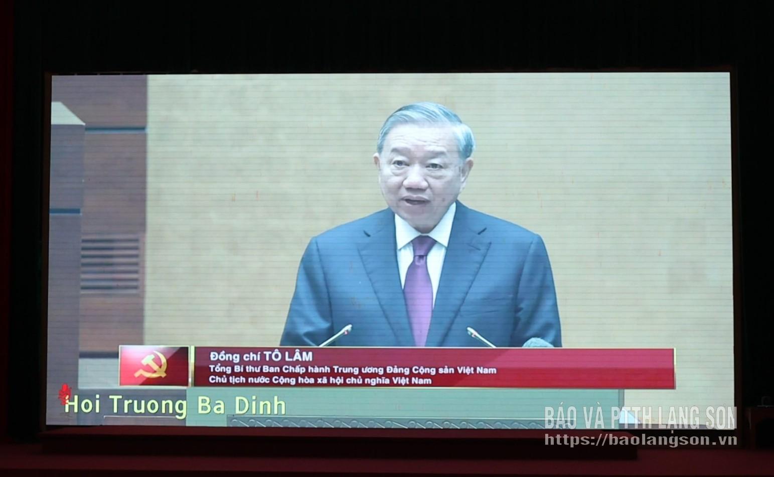 Tổng Bí thư, Chủ tịch nước Tô Lâm phát biểu chỉ đạo hội nghị (Ảnh chụp qua màn hình)