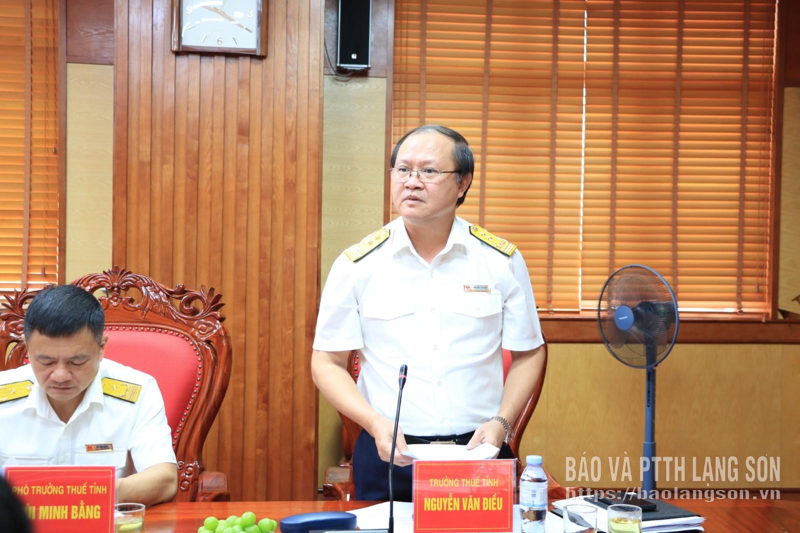 Lãnh đạo Thuế tỉnh phát biểu tại chương trình khảo sát