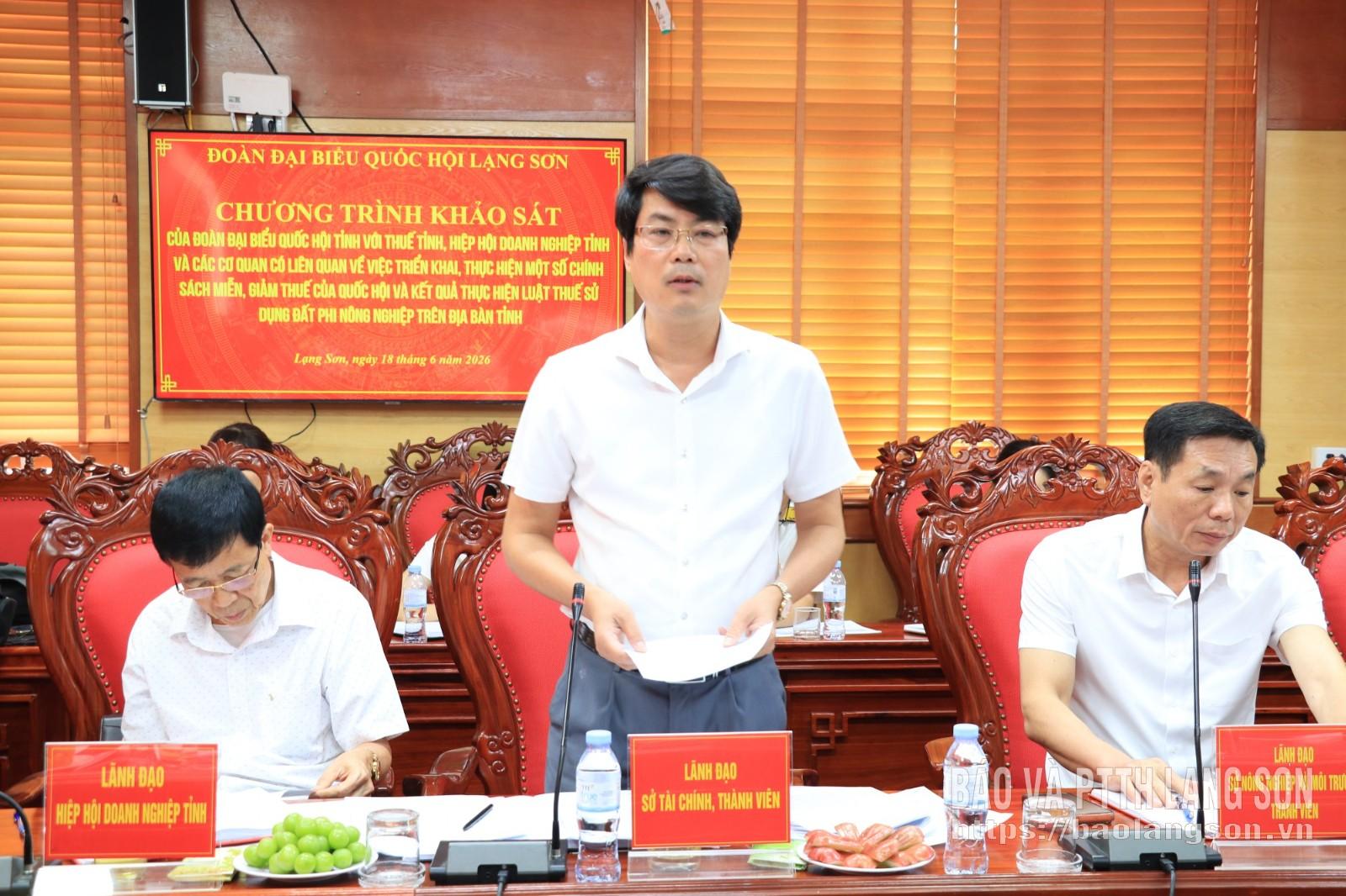 Lãnh đạo Sở Tài chính phát biểu tại chương trình khảo sát