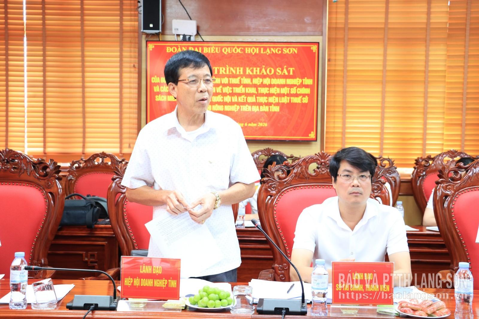 Lãnh đạo Hiệp hội Doanh nghiệp tỉnh phát biểu tại chương trình khảo sát