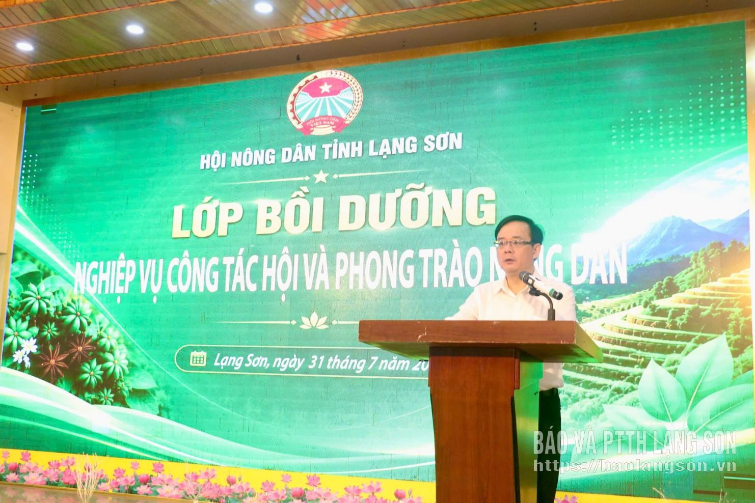 Lãnh đạo Hội Nông dân tỉnh phát biểu tại lớp bồi dưỡng