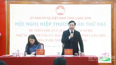 Hội nghị hiệp thương lần thứ hai để thỏa thuận lập danh sách sơ bộ những người ứng cử đại biểu Quốc hội khóa XVI, đại biểu HĐND tỉnh khóa XVIII nhiệm kỳ 2026 - 2031