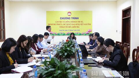 Lãnh đạo tỉnh làm việc với Ban Tổ chức, Kiểm tra, Uỷ ban Mặt trận Tổ quốc tỉnh