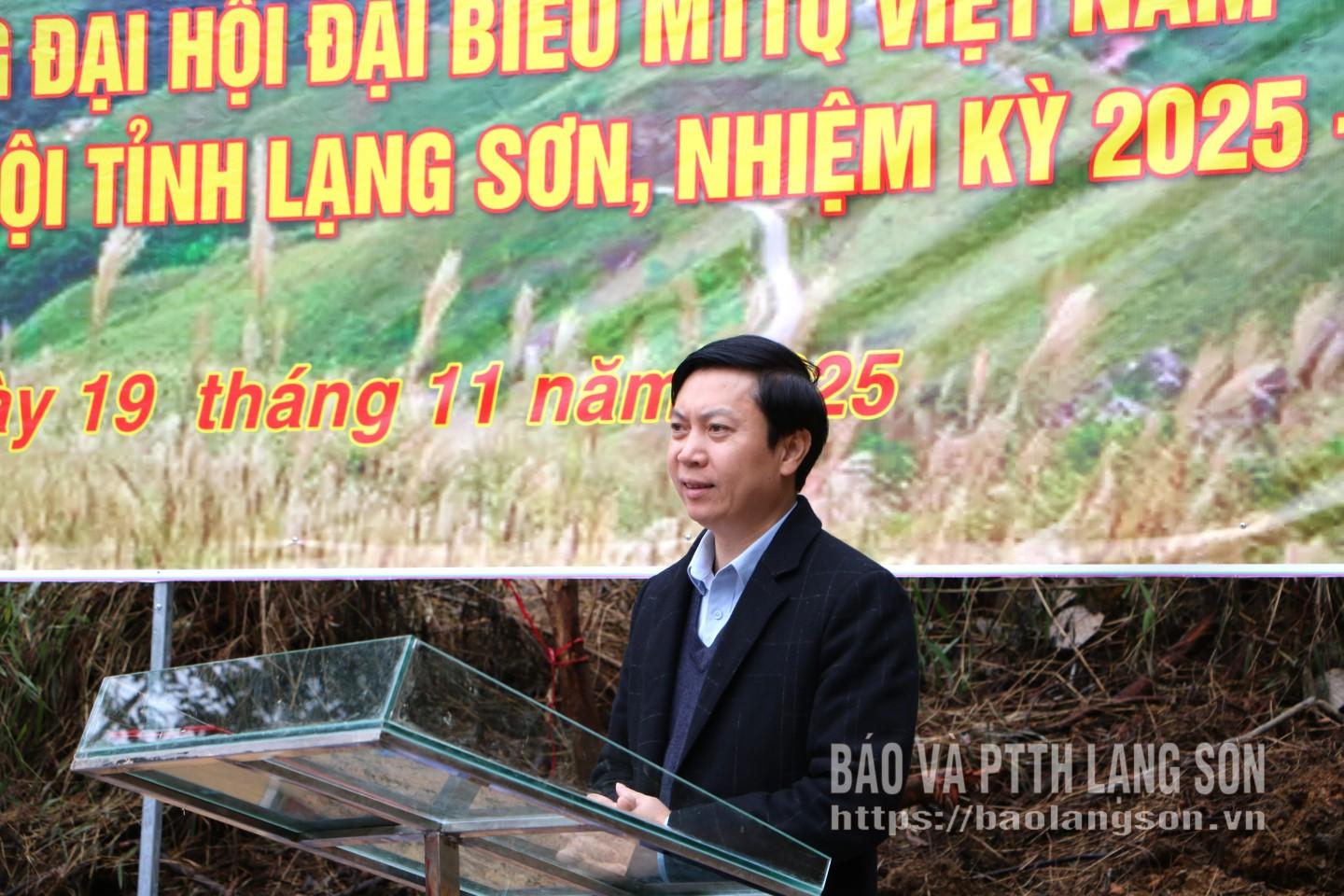 Đồng chí Nguyễn Hoàng Tùng, Ủy viên Ban Thường vụ Tỉnh ủy, Chủ tịch Ủy ban MTTQ Việt Nam tỉnh phát biểu tại lễ khánh thành