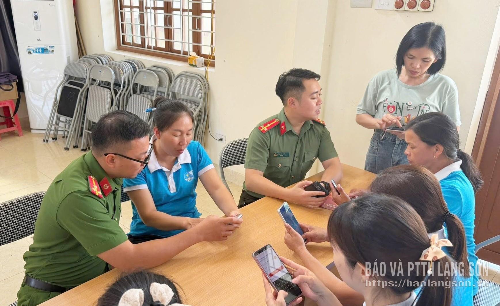 Công an xã Quốc Việt tuyên truyền, phổ biến kiến thức, kỹ năng phòng ngừa lừa đảo trên không gian mạng cho hội viên phụ nữ và Nhân dân trên địa bàn