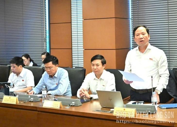 Đại biểu Nguyễn Đặng Ân, Phó Trưởng Đoàn ĐBQH tỉnh phát biểu thảo luận ở tổ